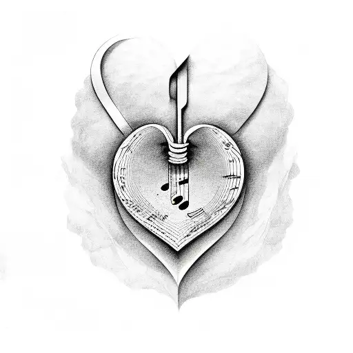 A Heart-shaped Sheet Music With Lyrics Flowing Through The Staff Lines