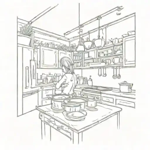 An Anime-inspired Kitchen Scene With Classical Music Playing In The Background