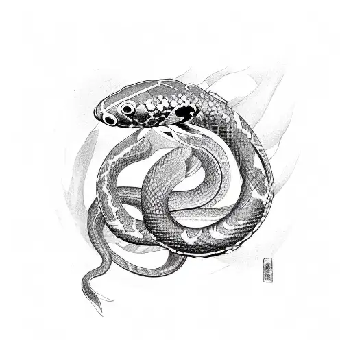 Wrap Around Snake With Koi Fish