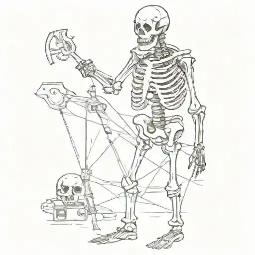 Skeleton In A Overall With A Axt