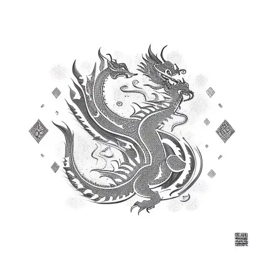 Ethnic Ornament With Dragon