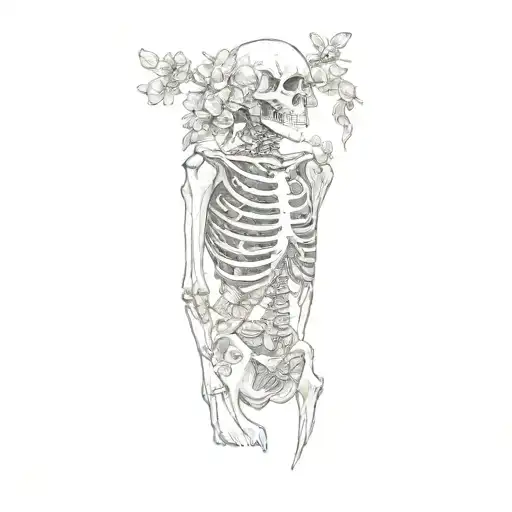 A Skeleton And Flowers