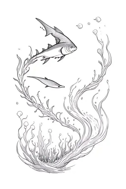 Underwater Scene Black And Grey