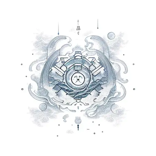 A Soothing Self-care Scene With A Firewall Symbol Incorporated In A Sea-inspired Design