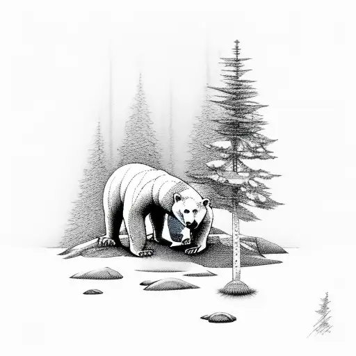 Polar Bear And Trees
