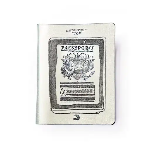 A Sketch Of A Passport Cover With Various Travel Stamps