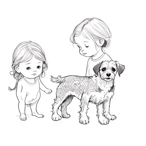 Two Children And A Dog