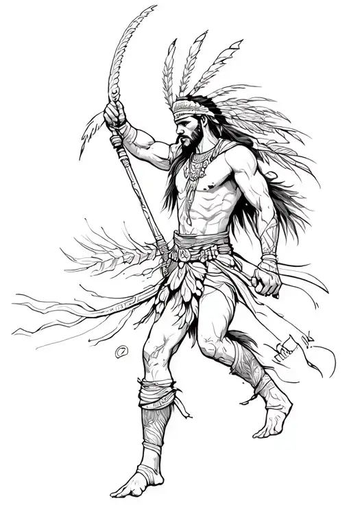 Indian Warrior Battling