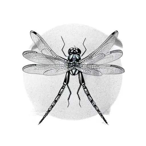 Dragonfly From Birds Perspective With Dragon Shadow Under