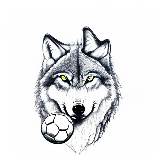 Sketch A Wolf Wearing Soccer Cleats And Balancing A Soccer Ball On Its Nose