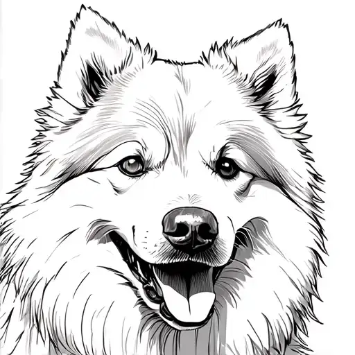 Smiling Samoyed Dog In Anfas