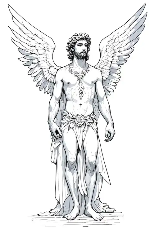 Icarus Standing With His Wings Flat