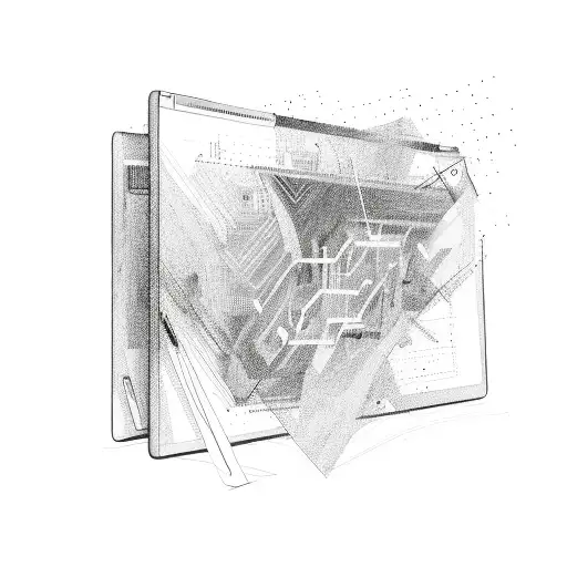 Abstract Laptop Screen With Data Flowing