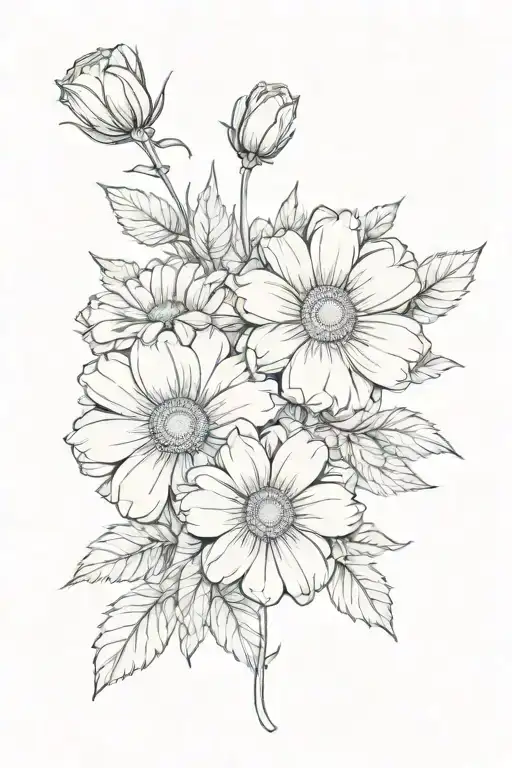 Daisy Violet And Rose Flowers