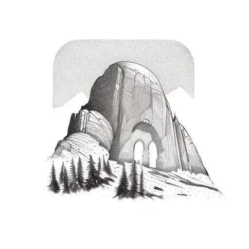 Realistic Style Stack Of Books With Half Dome Coming Out Of The Top Book