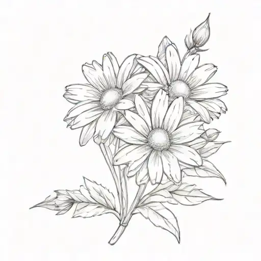 Daisy And Violet Flowers