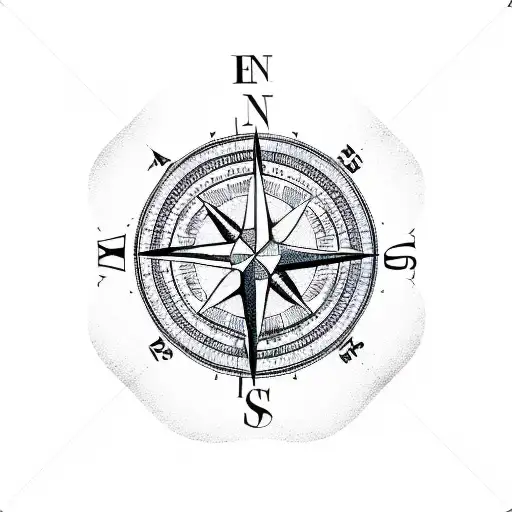 A Sketch-style Compass With The Coordinates Of Tanzania And Zanzibar