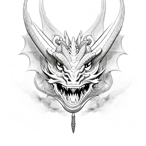 Dragon Mixed With Taurus And Roses