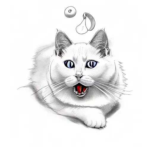 White Cat With Its Tongue Out