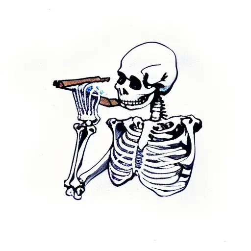 Full Body Skeleton Smoking A Cigar