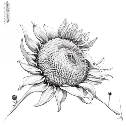 Red Fusca And Sunflower