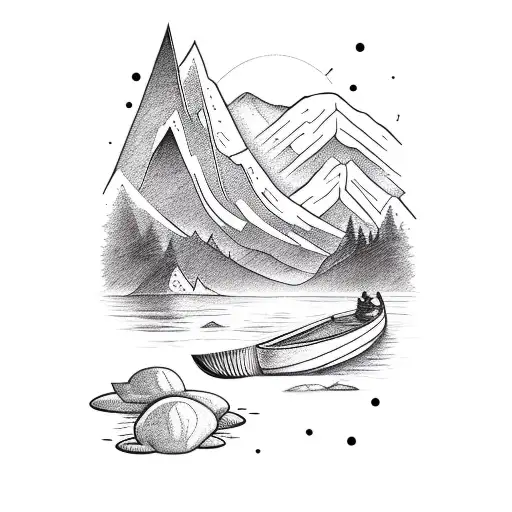 Nordic Boat With Mountains In The Background And Wooded Area With Animals Arm Sleeve