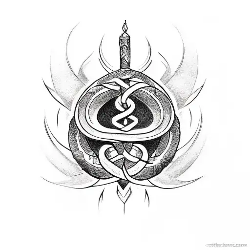 Create A Tattoo Design Featuring A Snake Intertwined With Religious Symbols