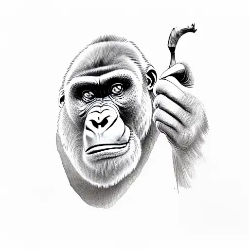 Gorilla Eating Banana