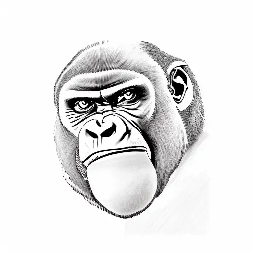 Strong Gorilla Eating Banana