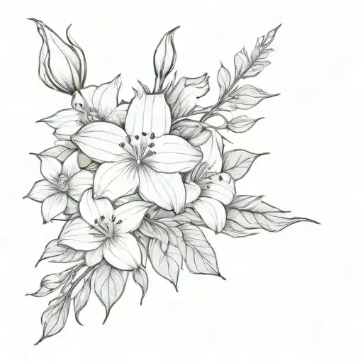 Fine Line Flower Bouquet With Daffodil And Morning Glory