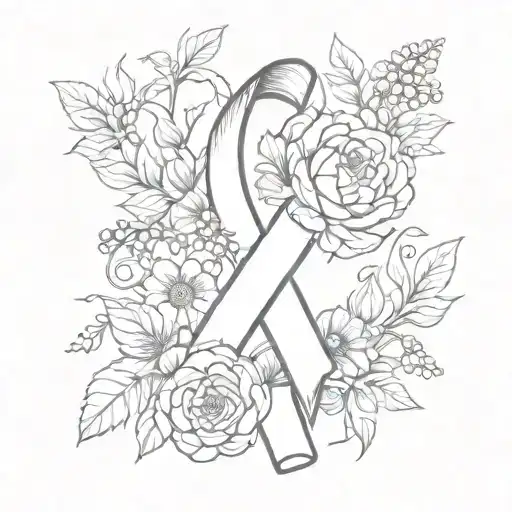 Cancer And Ostomy Awareness Ribbon And Bouquet