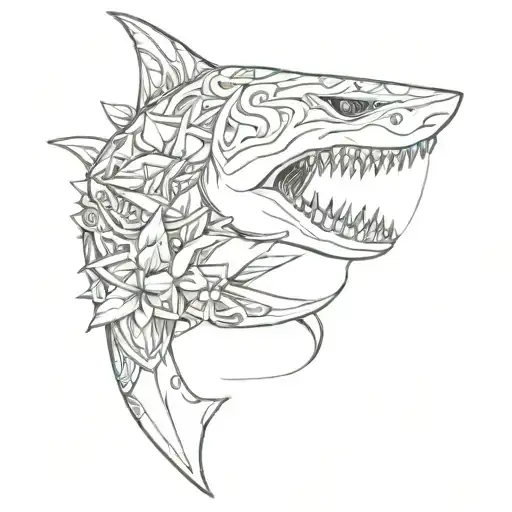 Polynesia Shark Teeth Sleeve From Fingers To Neck