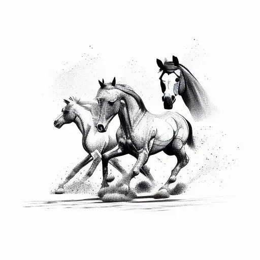 Old Horse And Young Horse Running Together