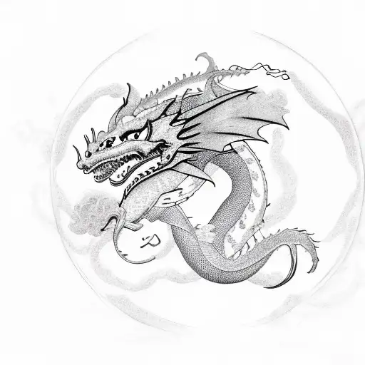 Contemplating Dragon Surrounded By Elements