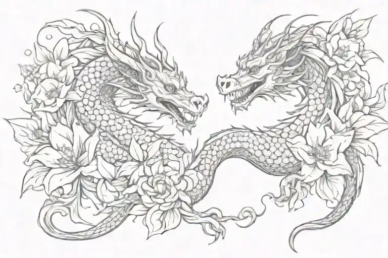 Dragon And Flowers Symbolizing