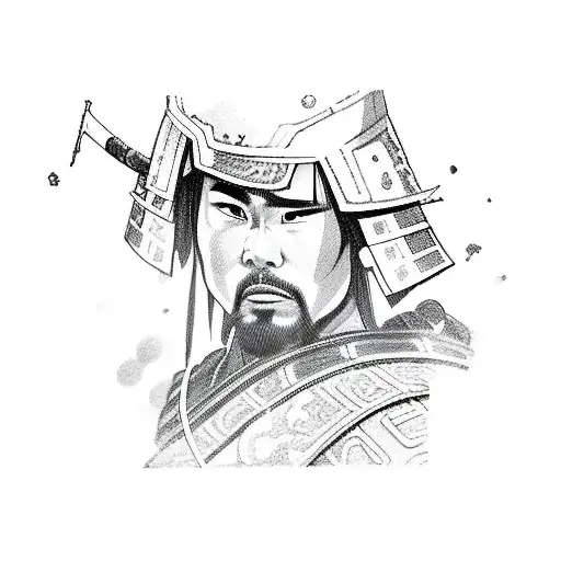 A Samurai Warrior Surrounded By Pixelated Video Game Characters