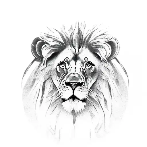 Lion Family Heads With Tribal Marks On Their Face's