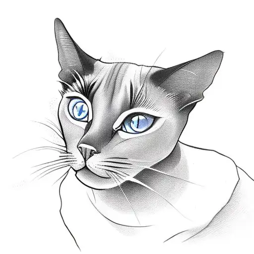 A Minimalist Tattoo Of A Siamese Cat Playing A Video Game