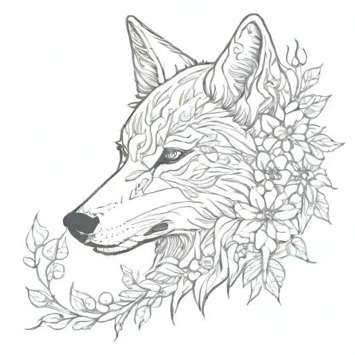 Feminine Floral Wolf
