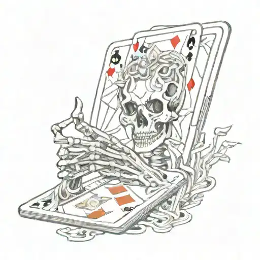 Skeleton Hands Play Cards Logo With Color
