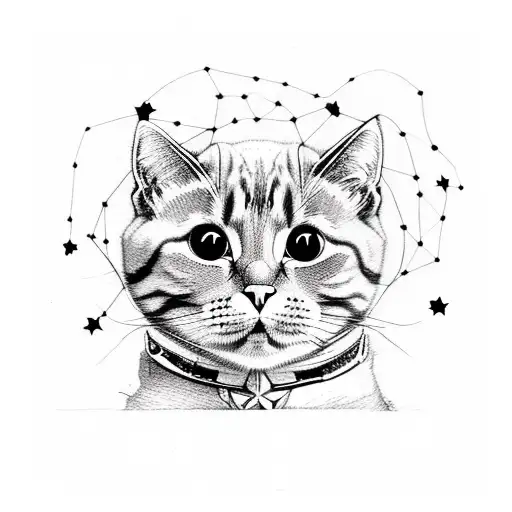 A Cute Cat Surrounded By Stars