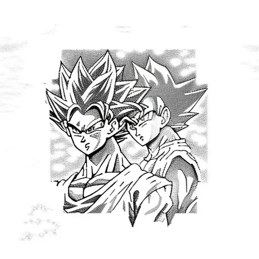 A Dynamic Scene Of Gohan Ssj2 And Killua Surrounded By Dragon Ball Z And Hunter X Hunter Symbols