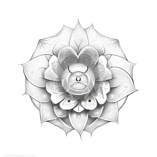 Small 2D Gothic Style Flower With A Heart Shaped Center