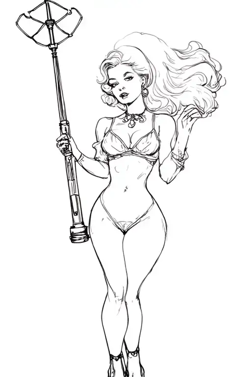 Pin Up Girl Holding Antenna