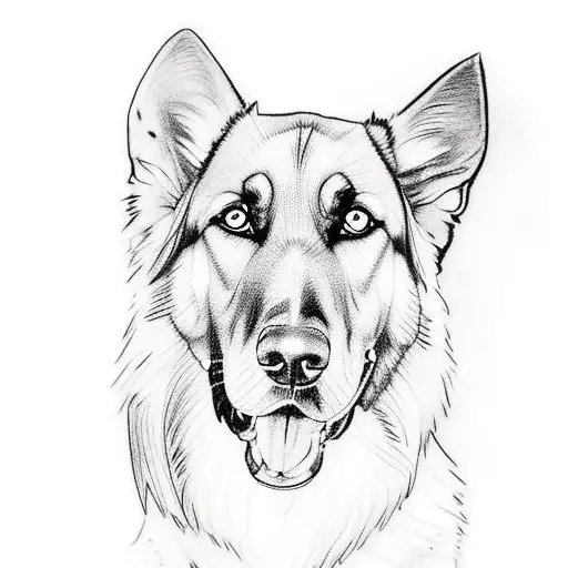 Half Face Of A German Shepherd And Half Face Of A Labrador Together