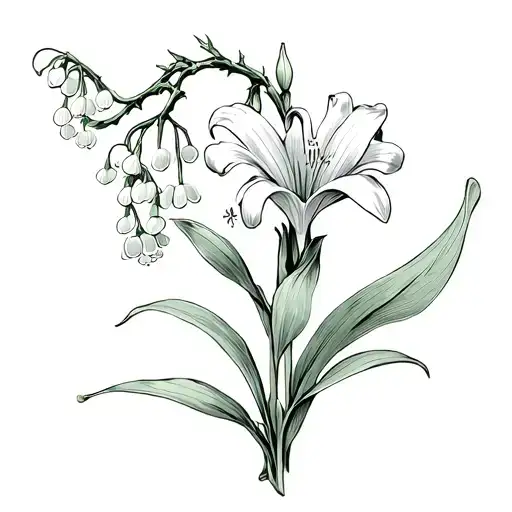 Lily Of The Valley Connected To Stargazer Lily By A Thorny Vine