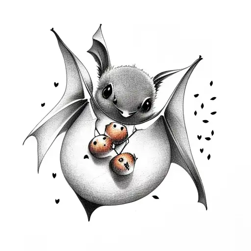 Cute Bat With Coffee Fruit
