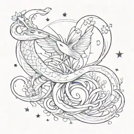 Place The Name Mergi With Star Rays And A Snake