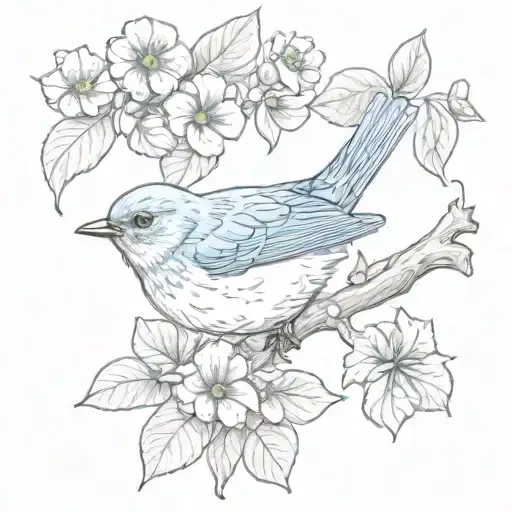 Eastern Bluebird Surrounded By Four Leaf Clovers