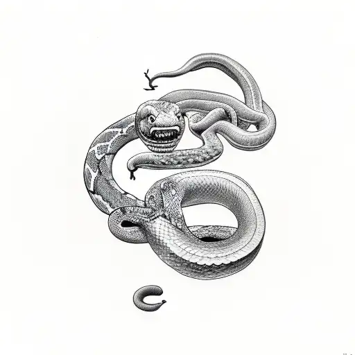 Praying Hands With A Snake Eating Its Self